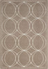 Outdoor Teppich Wetterfest Waschbar im modernen Florentiner Design | Für Drinnen und Draußen | Terrasse Balkon Garten Wohnzimmer Badezimmer Küche | Beige Kreise